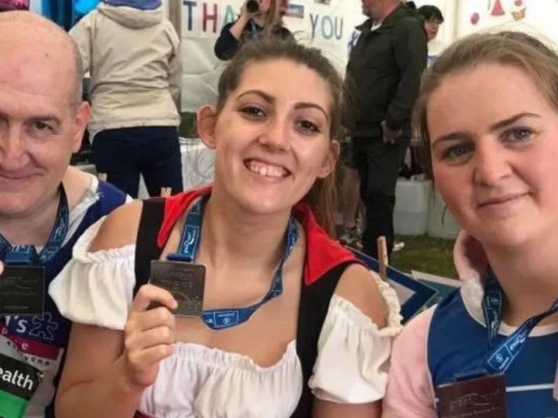 David Banks and friends celebrate completing the Great North Run.