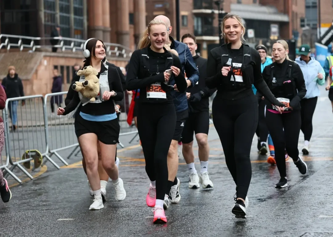 A group of runners running in the Macmillan Newcastle 10k.