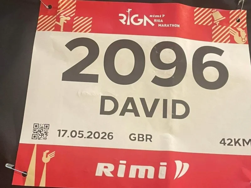 David Banks' bib from the Riga Marathon.